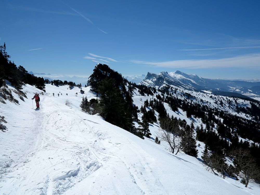 À l'approche du Moucherotte, la vue se dégage sur la crête orientale du Vercors