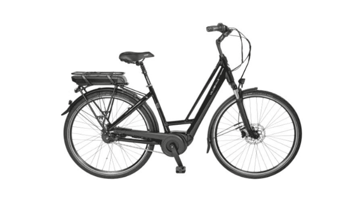 Velo de randonnee hybride noir avec batterie - Equipement cyclotourisme
