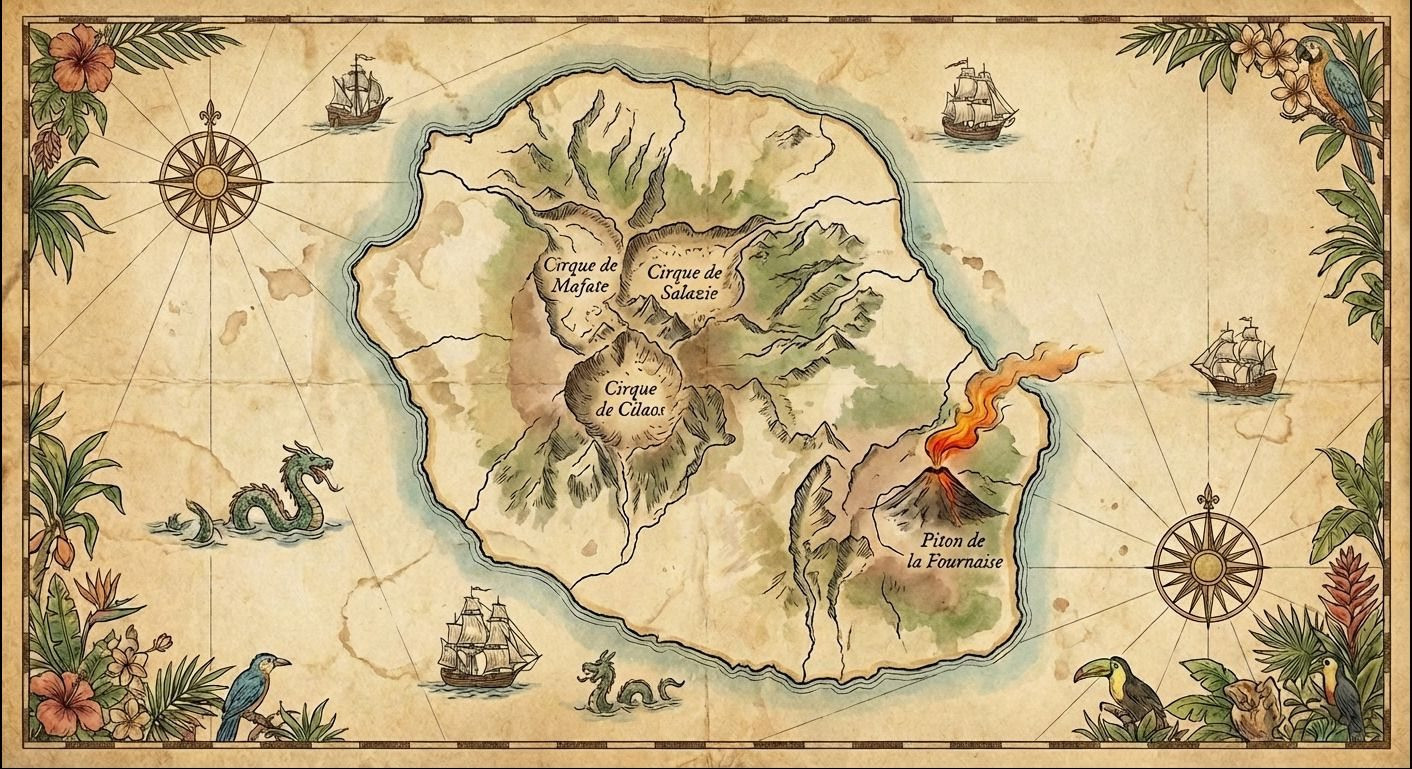 Carte Cirques Réunion - Mafate - Salazie - Cilaos