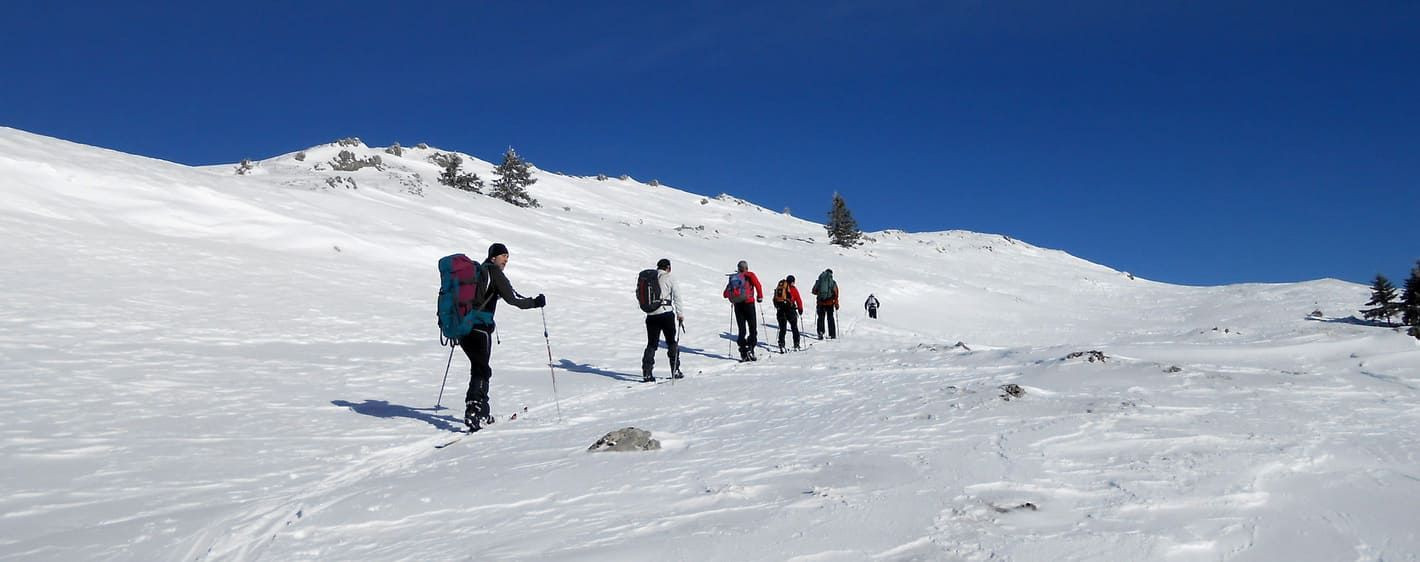 Ski nordique sur croupe enneigée - massif du Jura - France