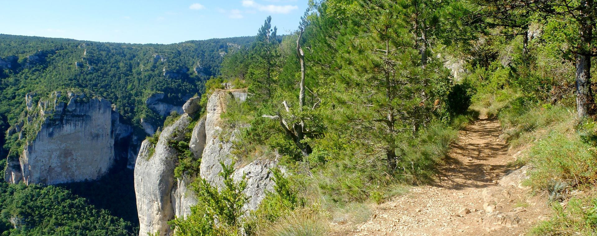 Sentier de randonnée en balcon des gorges du Tarn - France