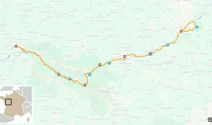 Loire à vélo - carte itinéraire étape par étape