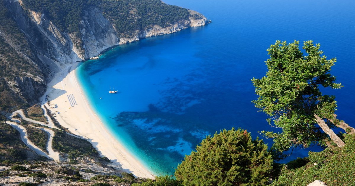 Plage de Myrtos aux eaux turquoise - Céphalonie - Grèce