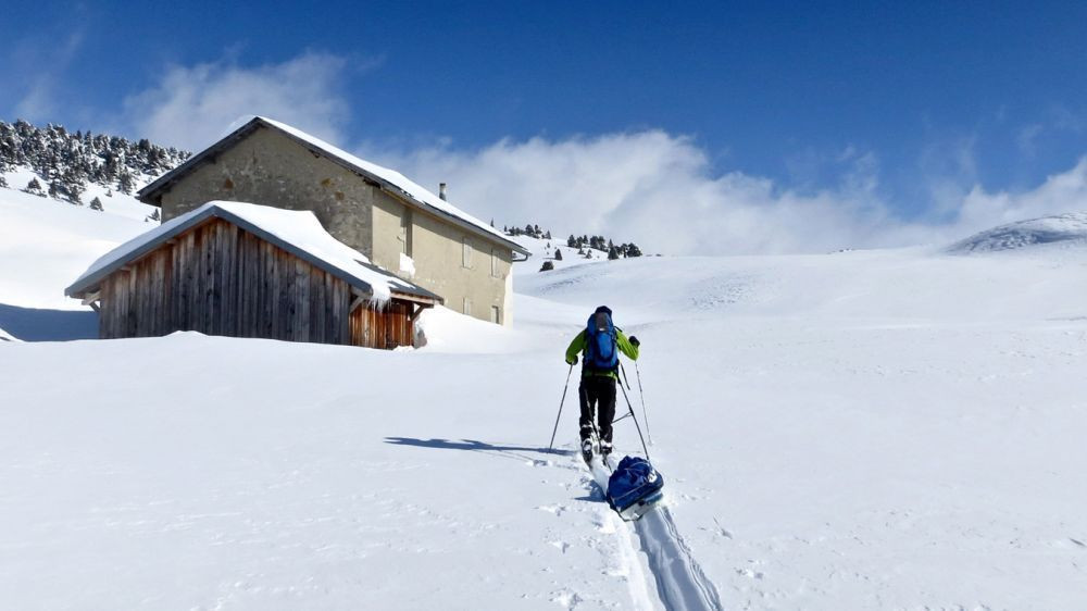 Ski de randonnée nordique avec pulka - Vercors - France