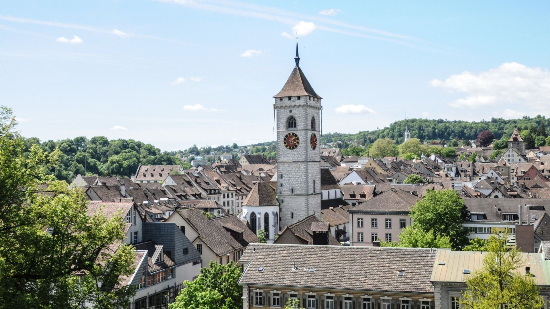 Vieille ville et clocher de l'église Saint-Jean - Schaffhouse - Suisse