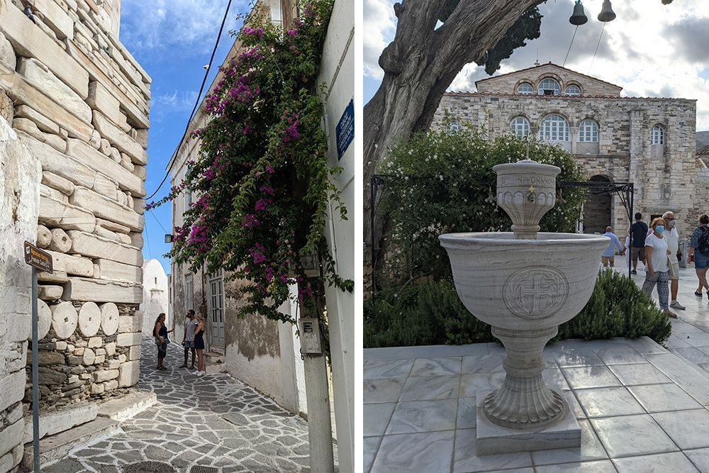 © Cécile Hénard Les ruelles de Parikia, à Paros ; le Yria se trouve dans le secteur distinct de Parasporos