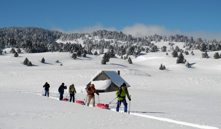 Randonnée en raquettes avec pulkas - Gavarnie - Pyrénées - France