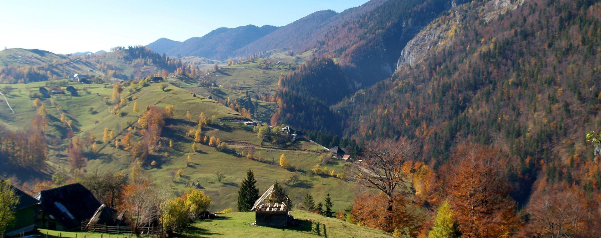 Vallée et collines boisées aux couleurs d'automne - Transylvanie - Roumanie
