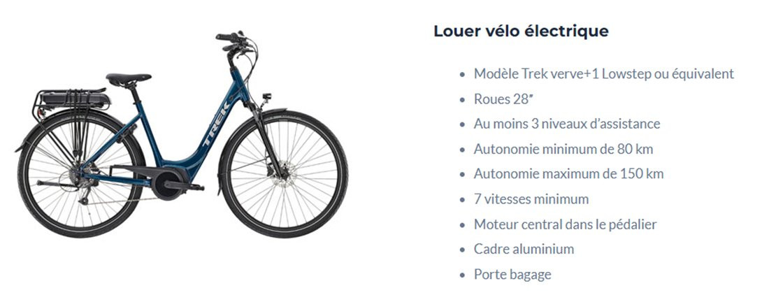 Vélo de location électrique Trek Verve+1 Lowstep et caractéristiques