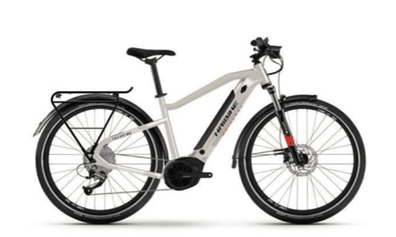 Velo electrique Haibike blanc avec porte-bagages - Pouilles Italie