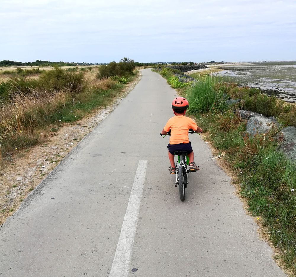 Enfant à vélo sur l'île de Ré