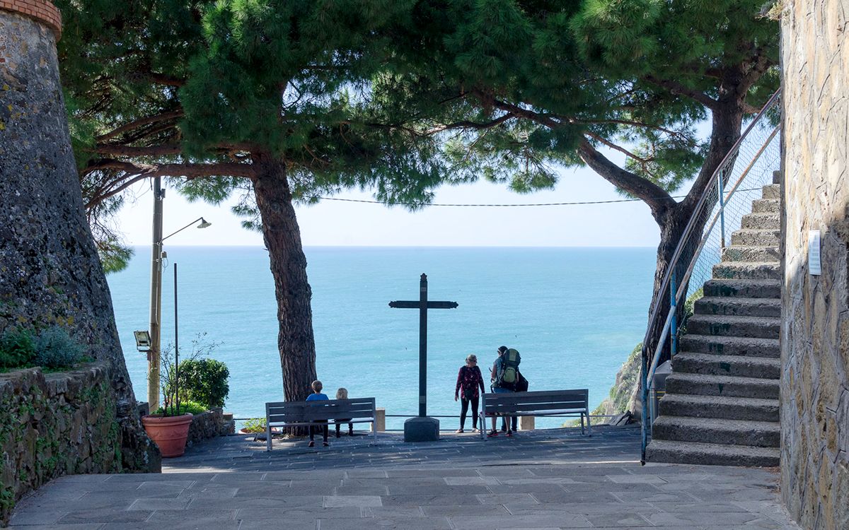 Vue sur le mer depuis le château de Riomaggiore