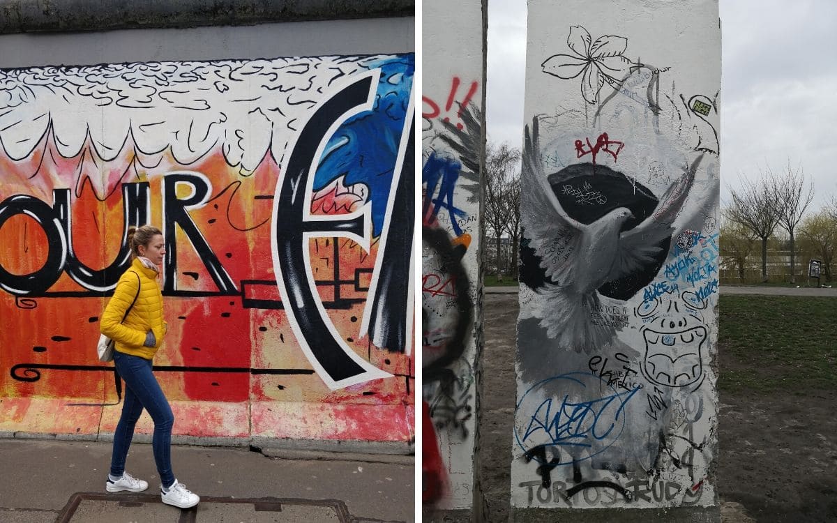 Julie devant les restes du mur de Berlin