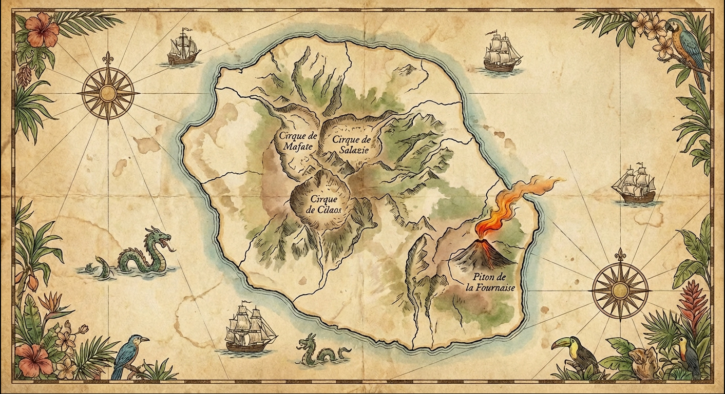 Carte Cirques Réunion - Mafate - Salazie - Cilaos