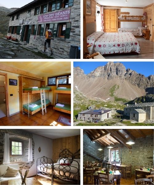 Photos des hébergements sur le Tour des Géants