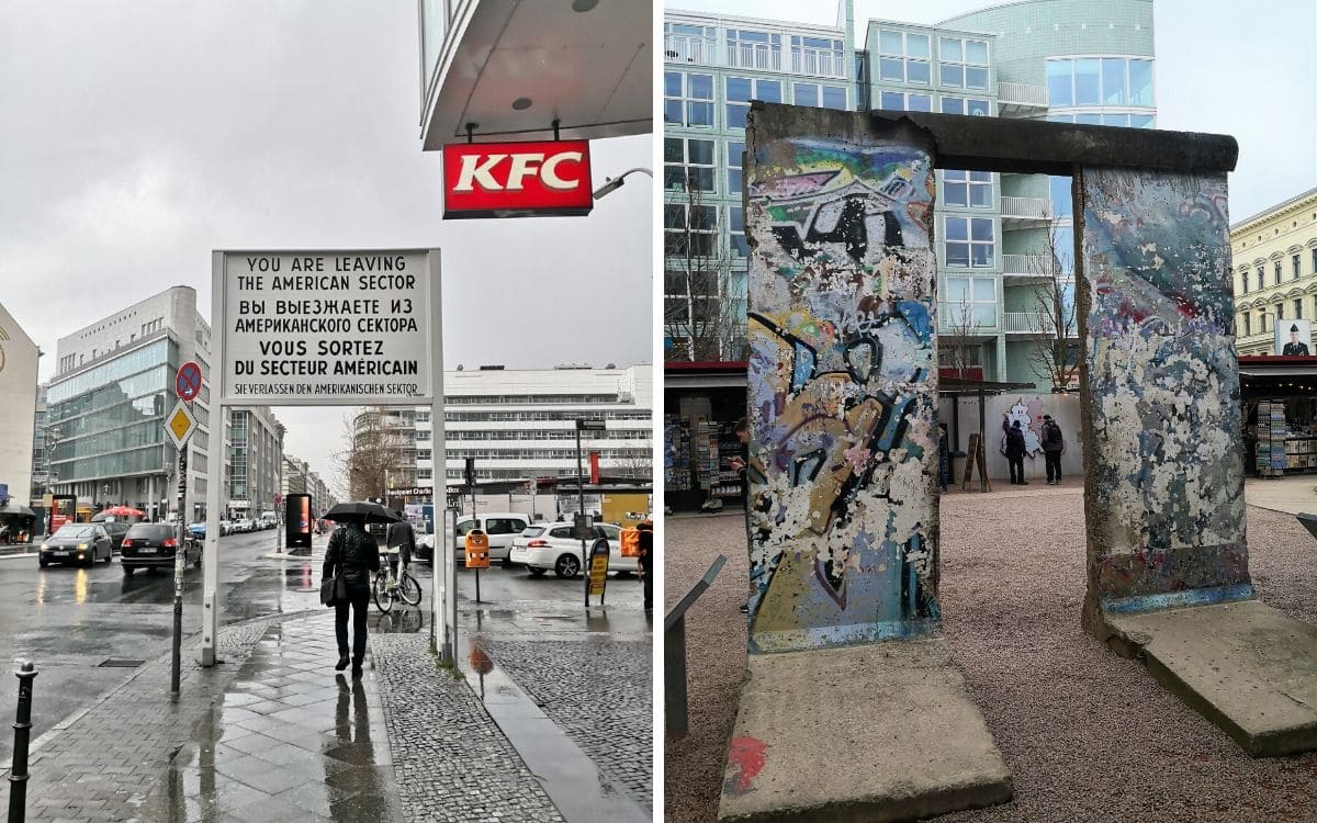Frontière américaine et restes du Mur de Berlin
