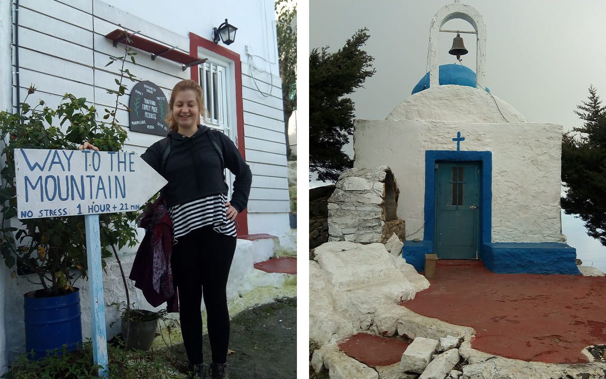 Au départ d'une randonnée et une église grecque orthodoxe typique