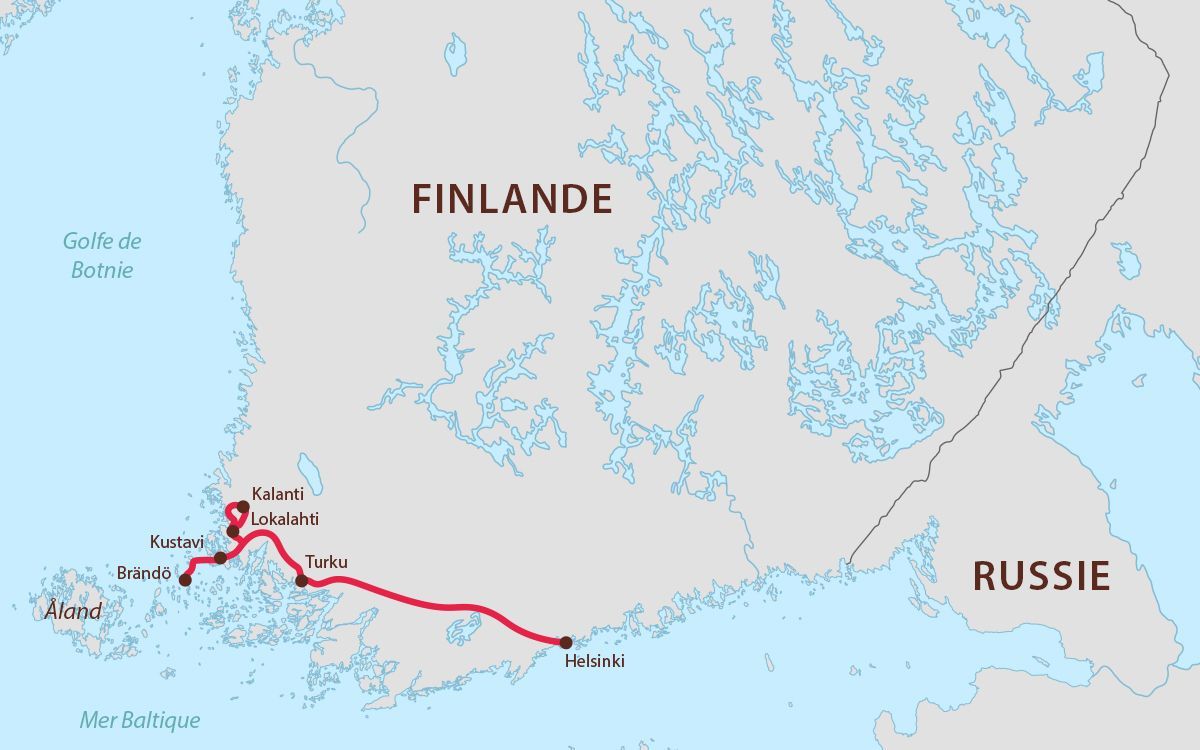 Carte du voyage en Finlande