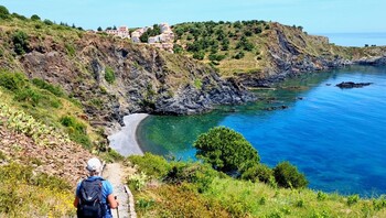 Vue du cap et de la plage de Peyrefite avec Cerbère