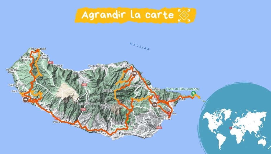 Carte randonnée madère jardin bien etre