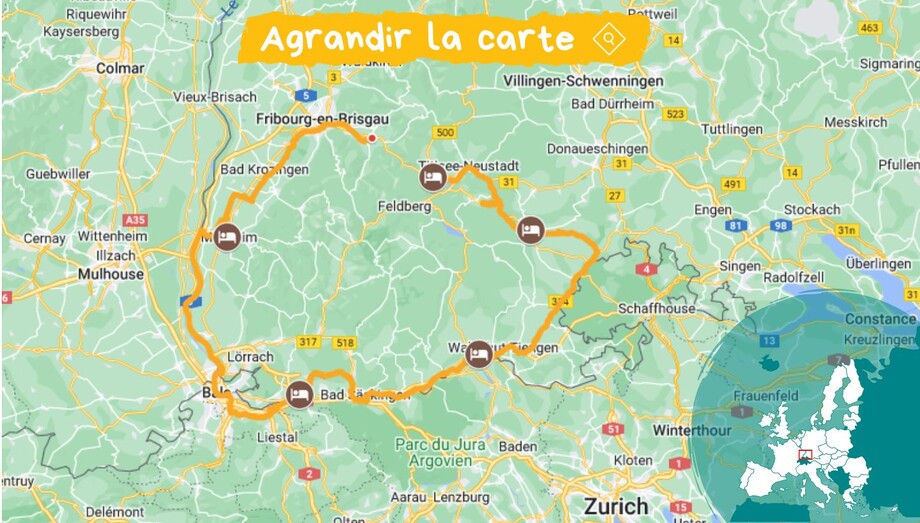 carte tour de la forêt noire à vélo