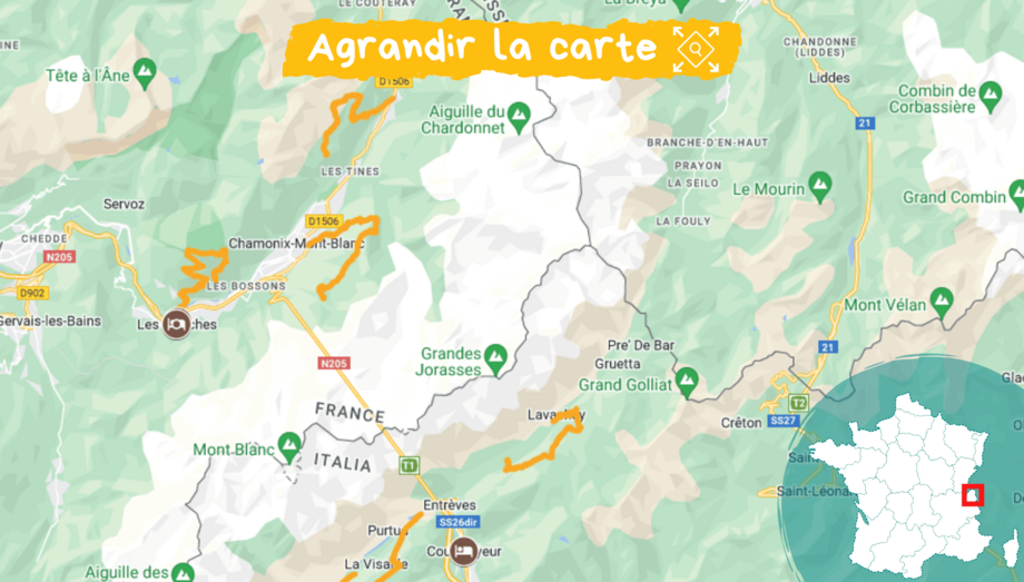 carte trek facile massif mont blanc
