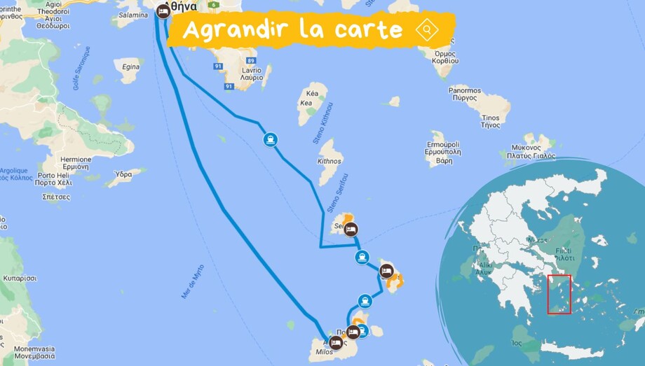 Carte : Serifos, Sifnos et Milos paradis des randonneurs