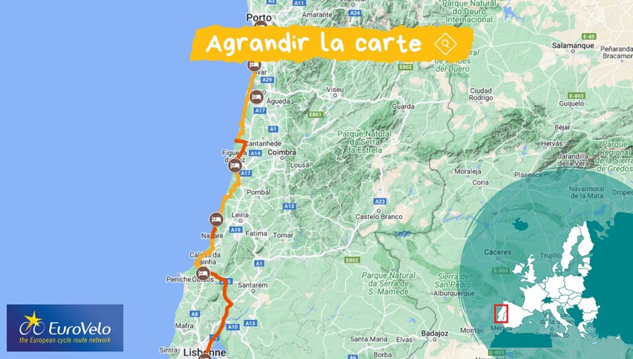 Carte Porto Lisbonne vélo
