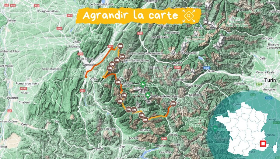 Carte de Grenoble à Briançon Carte de Grenoble à Briançon