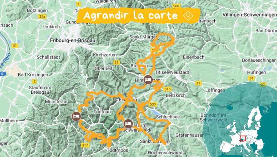 Itinéraire du Tour de la Haute Forêt-Noire à VTT électrique