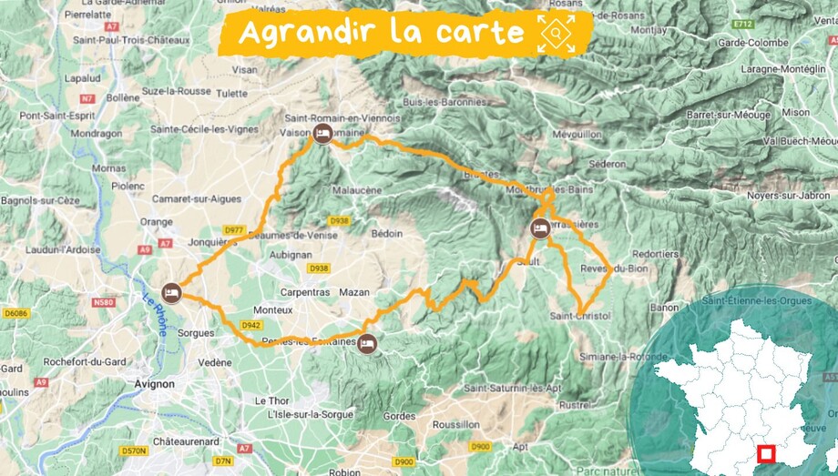 Itinéraire du tour du Ventoux à vélo