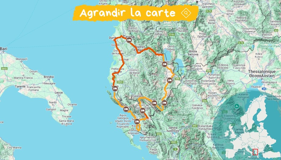 ITINERAIRE VELO ALBANIE