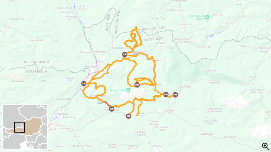Tour des Montagnes de l’Empereur Kaisergebirge carte itinéraire randonnée