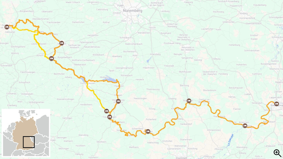 Au fil de l'Altmühl et du Rhin à vélo, de Rothenburg au Danube