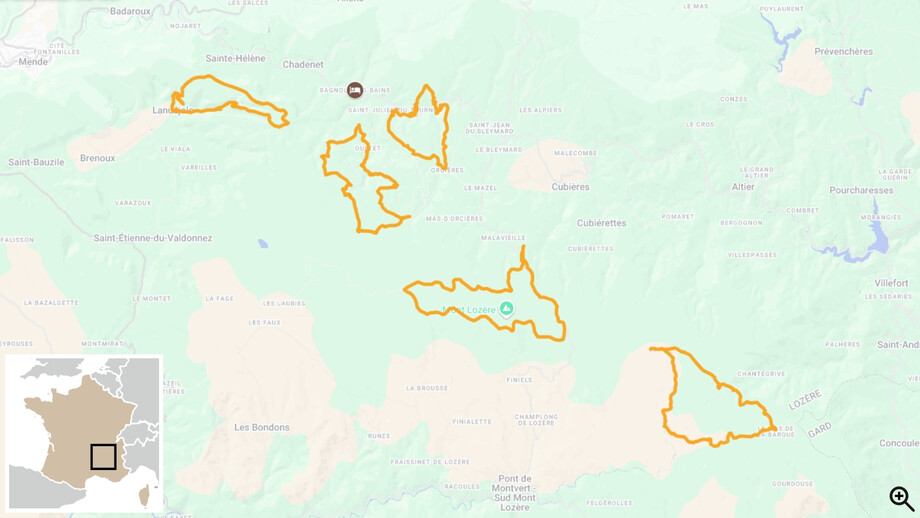 rando et balneo dans les Cevennes carte itinéraire randonnée