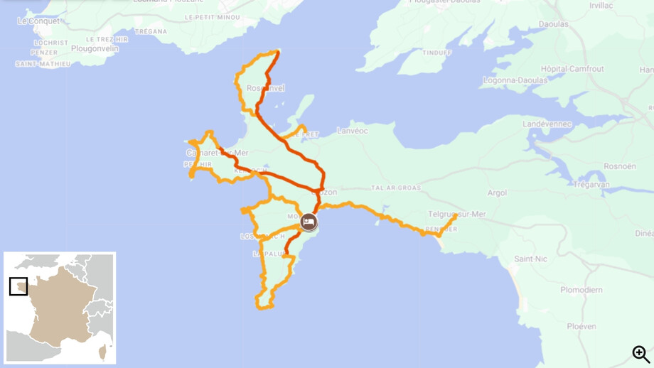 Randonnée guidée sur la presqu'île de Crozon carte itinéraire