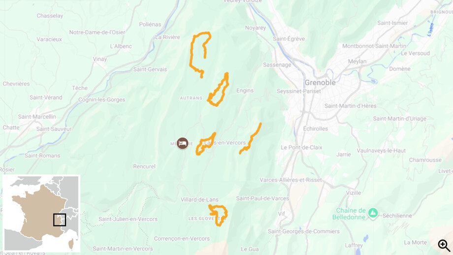 Raquettes et bien être dans le Vercors carte itinéraire
