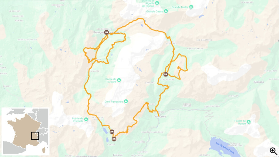 Carte interactive trek en Vanoise