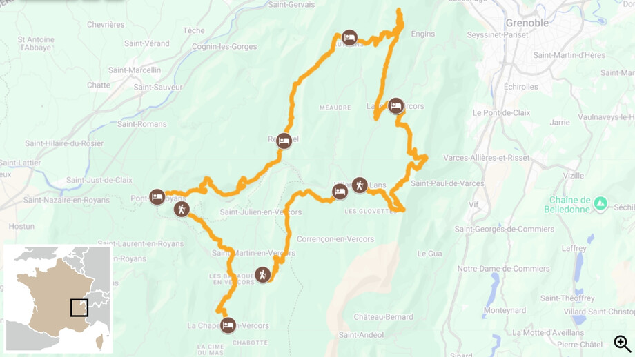 tour du vercors itinéraire randonnée carte