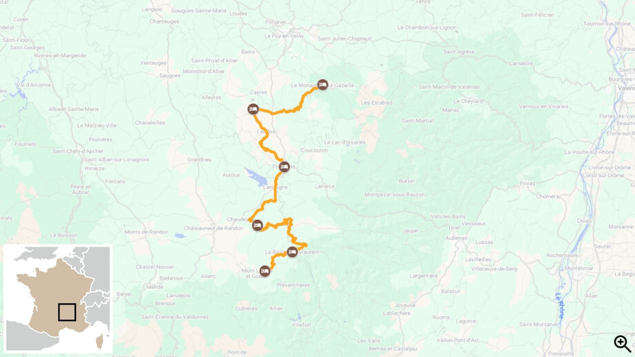 Le Chemin de Stevenson Nord CARTE itinéraire