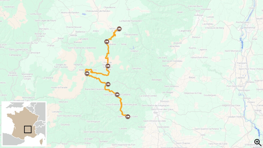 Le Chemin de Stevenson Sud Carte itinéraire trek randonnée