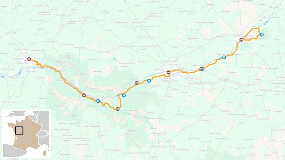 La Loire à vélo de Blois à Angers carte interactive 