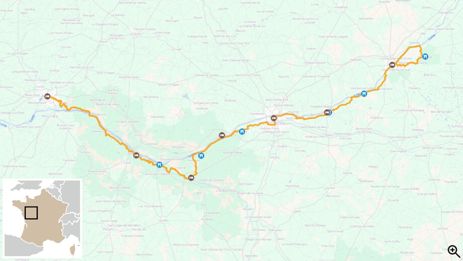 Loire à vélo - carte itinéraire étape par étape 