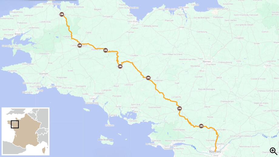 La Vélodyssée, de La Bretagne à la Loire carte itinéraire