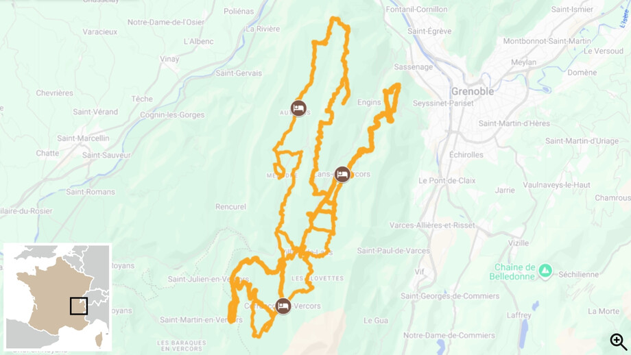 Séjour VTT Vercors carte itinéraire 