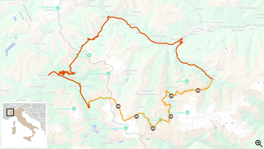Traversée du Grand Paradis randonnée itinéraire carte
