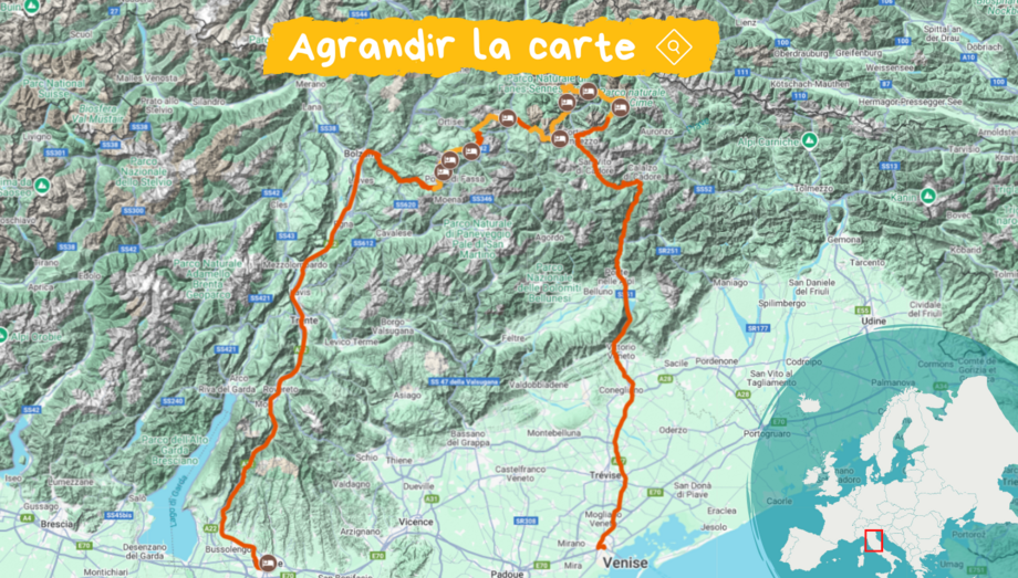 itinéraire trek de verone à venise