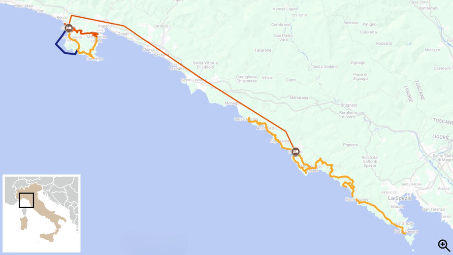 Les Cinque Terre et Portofino carte itinéraire randonnée