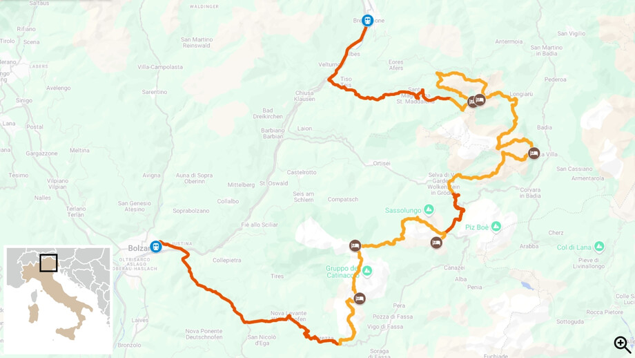 Tour des Dolomites par les plus beaux refuges itinéraire carte