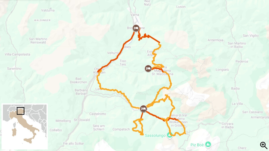 Val di Funes et Val Gardena : randonnée au cœur des Dolomites carte itinéraire